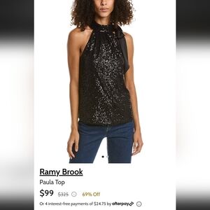 RAMY BROOK BLACK SEQUIN HALTER TOP NWT SIZE XL